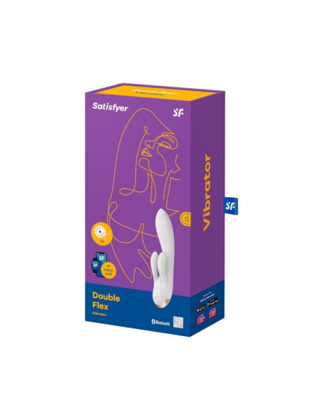 купить Смарт вибратор кролик с двойным отростком Satisfyer Double Flex White