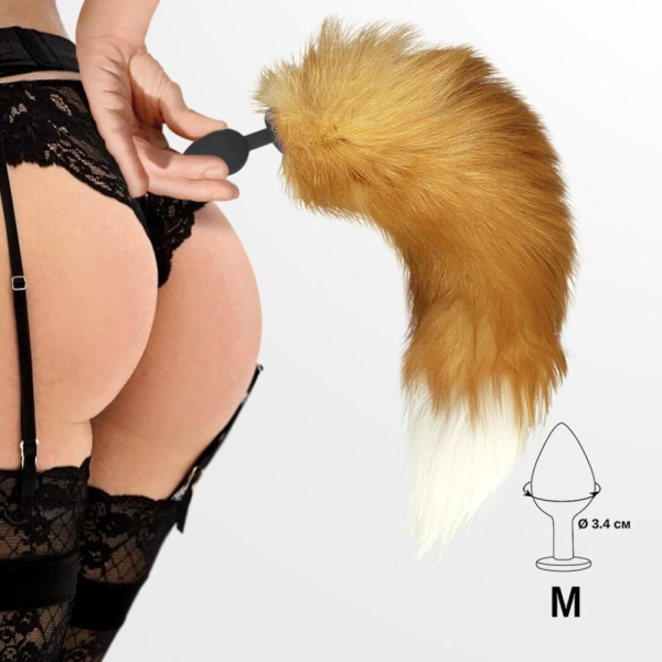 купить Силиконовая анальная пробка с хвостом из натурального меха Art of Sex size M Red fox