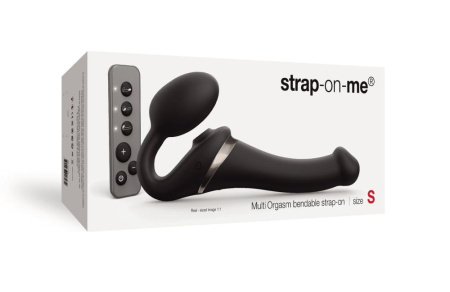 фото Безремневой вибрострапон с вакуумной стимуляцией Strap-On-Me MULTI ORGASM Black S, регулируемый  || фото Безремінний вібрострапон з вакуумною стимуляцією Strap-On-Me MULTI ORGASM Black S, регульований 