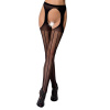фото Эротические колготки-бодистокинг Passion S018 black, имитация чулок с вертикальными полосками и пояс