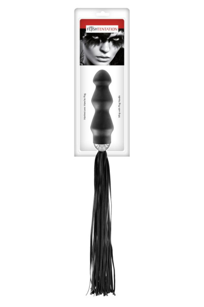 купить Флоггер с ручкой - анальным плагом Fetish Tentation Whip with Plug Handle