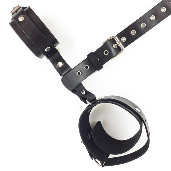 купить Фиксаторы для шеи и рук Art of Sex - Bondage Set из натуральной кожи, цвет черный
