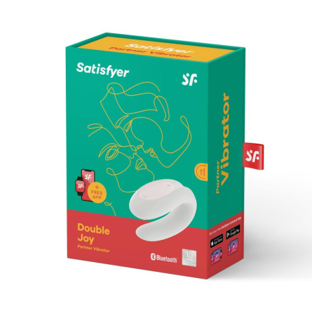 фото Смарт-вибратор для пар Satisfyer Double Joy White с широким клиторальным стимулятором  || фото Смартвібратор для пар Satisfyer Double Joy White із широким кліторальним стимулятором 