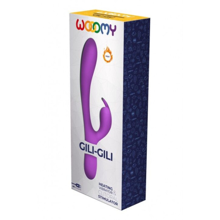 Вібратор-кролик Wooomy Gili-Gili Vibrator with Heat Purple, відросток з вушками, підігрів до 40 ° С