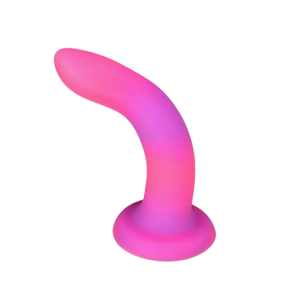 купить Светящийся в темноте фаллоимитатор ADDICTION - Rave - 8" Glow in the Dark Dildo - Pink Purple