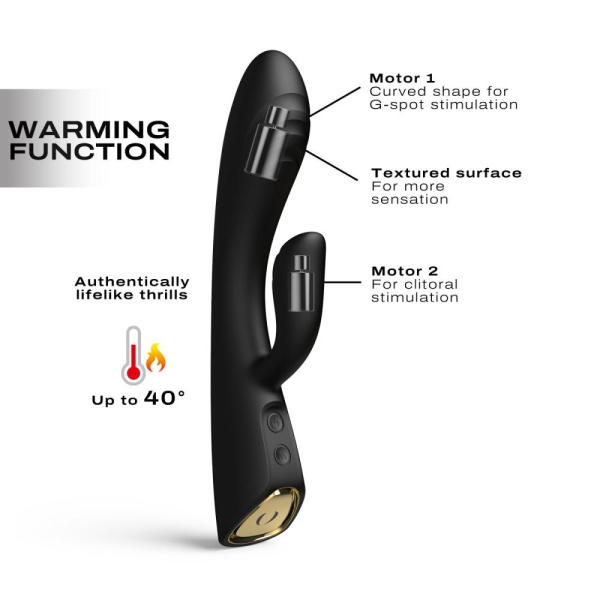 купить Вибратор-кролик с подогревом Dorcel FLEXI RABBIT BLACK, гибкий ствол