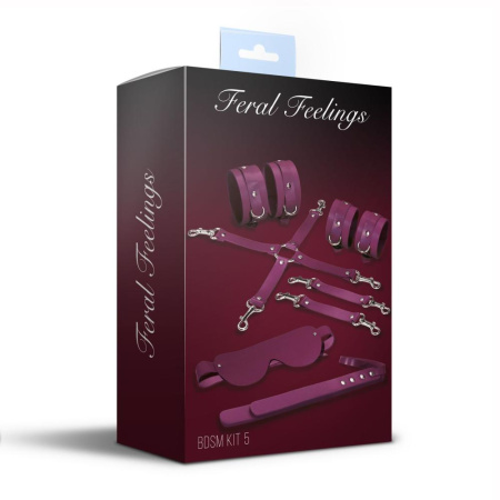 фото Набор Feral Feelings BDSM Kit 5 Burgundy, наручники, поножи, коннектор, маска, паддл  || фото Набір Feral Feelings BDSM Kit 5 Burgundy, наручники, поножі, конектор, маска, паддл 