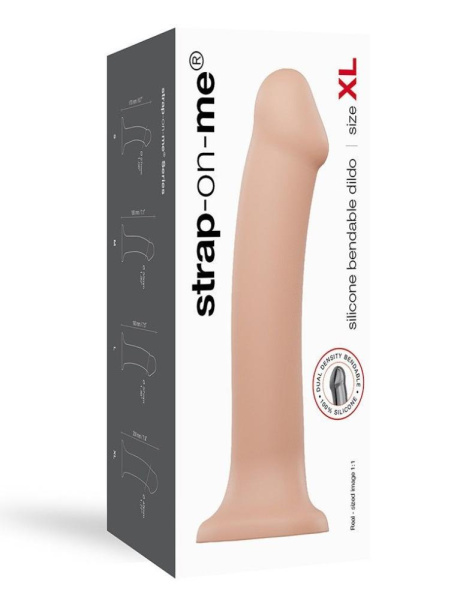 купить Насадка для страпона Strap-On-Me Dual Density Dildo Flesh XL, диаметр 4,5см, двухслойная, гибкая