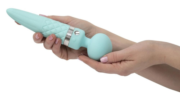 купить Вибромассажер 2-в-1 PILLOW TALK - Sultry Teal, классический массажер и вибратор с ротацией, подогрев