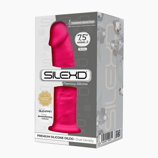 купить Фаллоимитатор SilexD Henry Pink (MODEL 2 size 7.5in), двухслойный, силикон+Silexpan, диаметр 4,8см