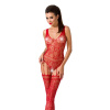 фото Бодистокинг Passion BS051 red, комбинезон, имитация чулок и боди
