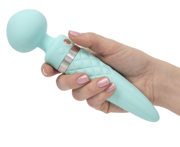 купить Вибромассажер 2-в-1 PILLOW TALK - Sultry Teal, классический массажер и вибратор с ротацией, подогрев