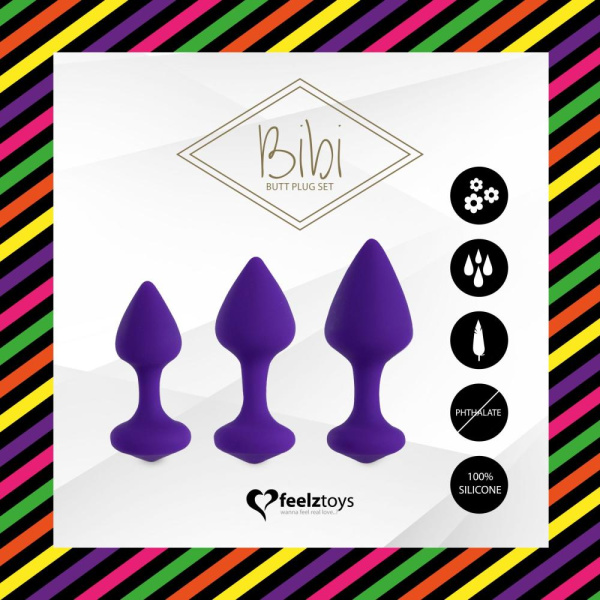 купить Набор силиконовых анальных пробок FeelzToys - Bibi Butt Plug Set 3 pcs Purple
