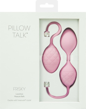 фото Роскошные вагинальные шарики PILLOW TALK - Frisky Pink с кристаллом, диаметр 3,2см, вес 49-75гр  || фото Розкішні вагінальні кульки PILLOW TALK - Frisky Pink з кристалом, діаметр 3,2 см, вага 49-75гр 