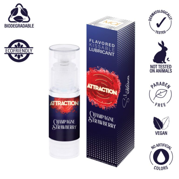 купить Смазка для орального секса на водной основе MAI Attraction Champagne Strawberry (50 мл)