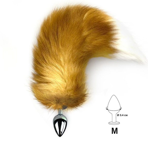 купить Металлическая анальная пробка с хвостом из натурального меха Art of Sex  size M Red fox