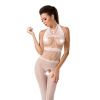 фото Бодистокинг Passion BS048 white, комбинезон, имитация колгот и открытого топа