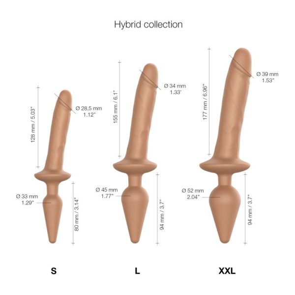 купити Анальна пробка з дилдо 2в1 Strap-On-Me SWITCH PLUG-IN REALISTIC DILDO Caramel S, діаметр 3,3/2,9 см