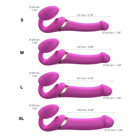 фото Безремневой вибрострапон с вакуумной стимуляцией Strap-On-Me MULTI ORGASM Fuchsia M, регулируемый  || фото Безремінний вібрострапон з вакуумною стимуляцією Strap-On-Me MULTI ORGASM Fuchsia M, регульований 