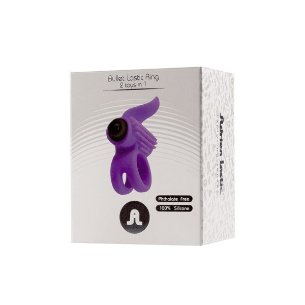 купить Эрекционное виброкольцо Adrien Lastic Bullet Lastic Ring с язычком и щеточкой для стимуляции клитора