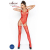 фото Бодистокинг Passion BS034 red, комбинезон, имитация боди и чулок  || фото Бодістокінг Passion BS034 red, комбінезон, імітація боді і панчох 