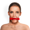 фото Кляп Палка, силикон и натуральная кожа, Art of Sex - Gag Stick Silicon, Красный