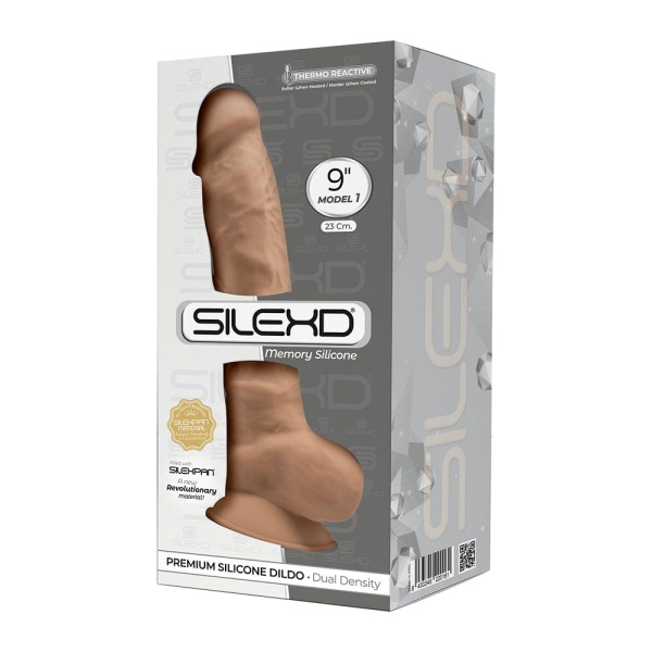 купити Фалоімітатор SilexD Tomas Caramel (MODEL 1 size 9in), двошаровий, силікон + Silexpan, діаметр 4,9см