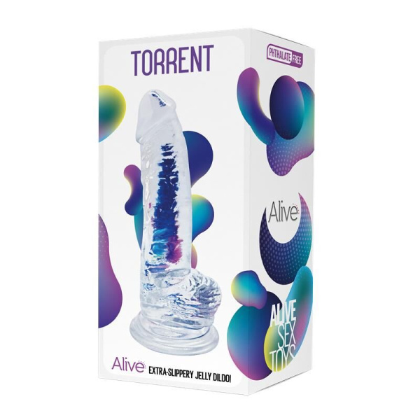 купить Прозрачный фаллоимитатор Alive Jelly Dildo Torrent, ТПЕ, присоска, диаметр 4.5см, длина 20,6см