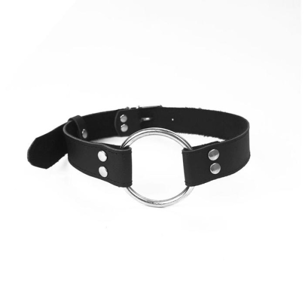 купить Кляп Металлическое кольцо из натуральной кожи Art of Sex - Gag Ring Metal, цвет Черный
