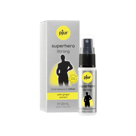 фото Пролонгирующий спрей pjur Superhero Strong Spray 20 ml, с экстрактом имбиря, впитывается в кожу  || фото Пролонгувальний спрей pjur Superhero Strong Spray 20 ml, з екстрактом імбиру, всотується в шкіру 