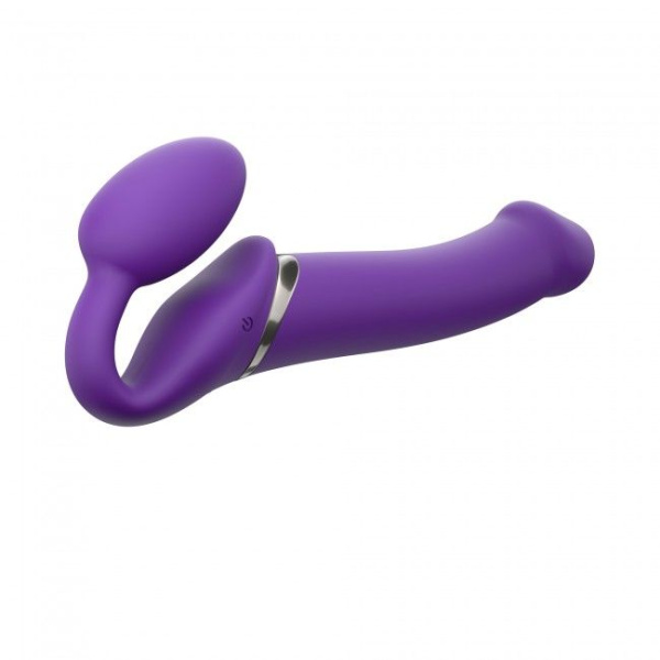 купить Безремневой страпон с вибрацией Strap-On-Me Vibrating Violet L, диаметр 3,7см, пульт ДУ, регулируемы