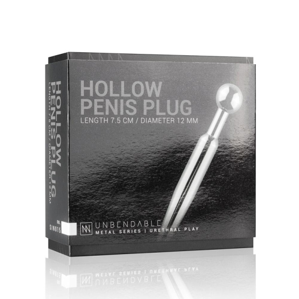 купить Полый уретральный стимулятор Sinner Gear Unbendable - Hollow Penis Plug, длина 7,5см, диаметр 12мм