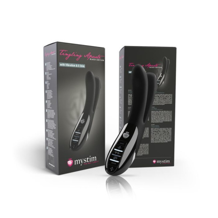 фото Вибратор двойной с электростимуляцией Mystim Tingling Aparte eStim Black, миостимулятор  || фото Вібратор подвійний з електростимуляцією Mystim Tingling Aparte eStim Black, міостімулятор 