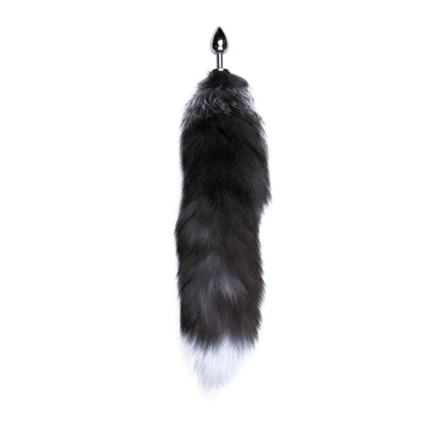 купить Металлическая анальная пробка Лисий хвост Alive Black And White Fox Tail S, диаметр 2,9 см