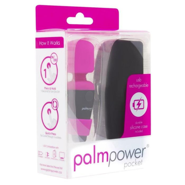 купить Мини вибромассажер PalmPower Pocket с чехлом на молнии, водостойкий, перезаряжаемый, длина 9 см