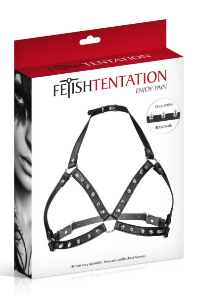купити Портупея з металевими шипами Fetish Tentation Sexy Adjustable Chest Harness