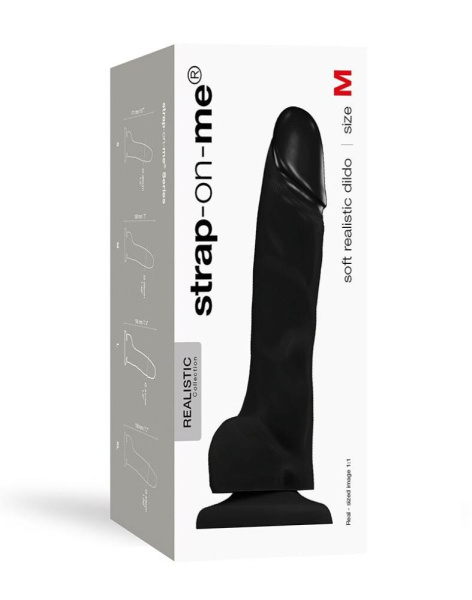 купить Реалистичный фаллоимитатор Strap-On-Me SOFT REALISTIC DILDO Black - Size M