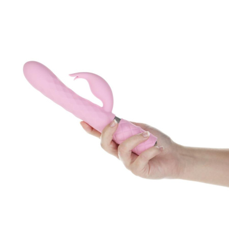 фото Роскошный кролик с ротацией и вибрацией Pillow Talk Lively, Pink, кристалл Сваровски, тройной отрост  || фото Розкішний кролик з ротацією та вібрацією Pillow Talk Lively Pink, кристал Сваровскі, потрійний відро 