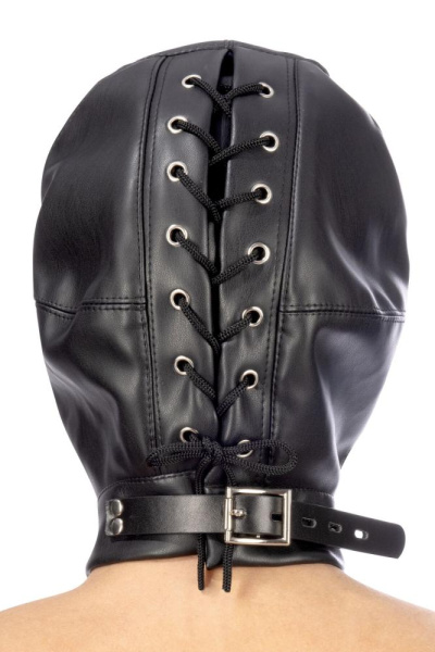 купить Капюшон для БДСМ со съемной маской Fetish Tentation BDSM hood in leatherette with removable mask