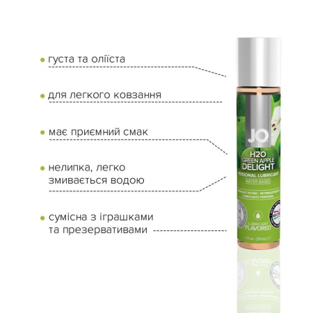 фото Смазка на водной основе System JO H2O — Green Apple (30 мл) без сахара, растительный глицерин  || фото Змазка на водній основі System JO H2O — Green Apple (30 мл) без цукру, рослинний гліцерин 