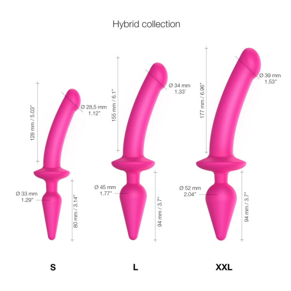 купити Анальна пробка з дилдо 2в1 Strap-On-Me SWITCH PLUG-IN DILDO Fuchsia L, діаметр 4,5/3,4 см