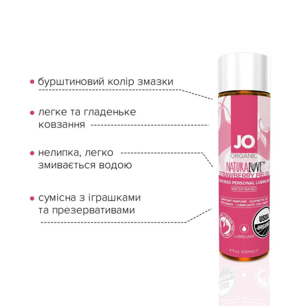 купить Смазка на водной основе System JO NATURALOVE Strawberry (120мл) с экстрактом ромашки и листьев агавы