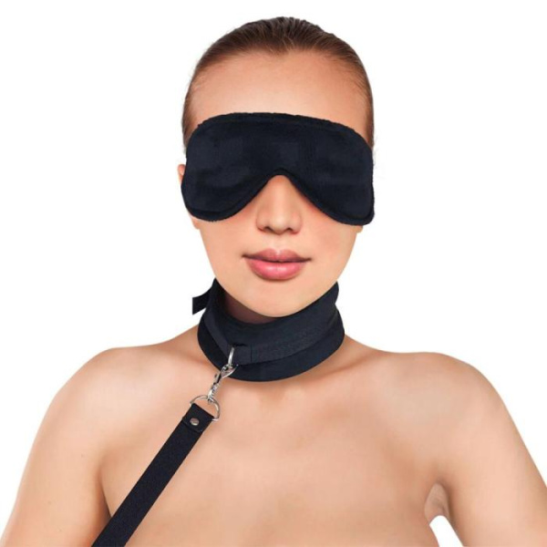 купить Набор ошейник с поводком и маска Art of Sex - Soft Touch Light, Черный