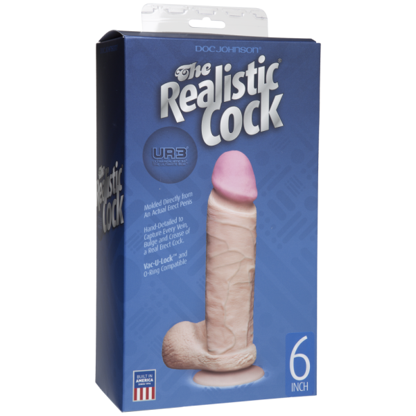 купить Фаллоимитатор Doc Johnson The Realistic Cock 6 inch White - ULTRASKYN, Vack-U-Lock, диаметр 4,3см
