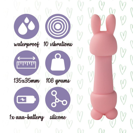 фото Мини-вибратор FeelzToys Mister Bunny Pink с двумя насадками  || фото Міні-вібратор FeelzToys Mister Bunny Pink з двома насадками 