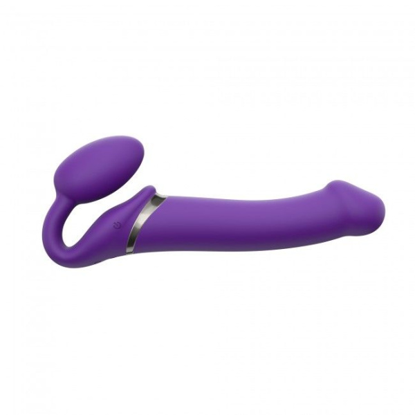 купить Безремневой страпон с вибрацией Strap-On-Me Vibrating Violet L, диаметр 3,7см, пульт ДУ, регулируемы