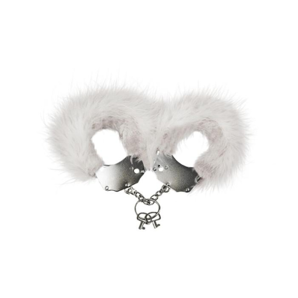 купить Наручники металлические Adrien Lastic Handcuffs White с белой пушистой отделкой