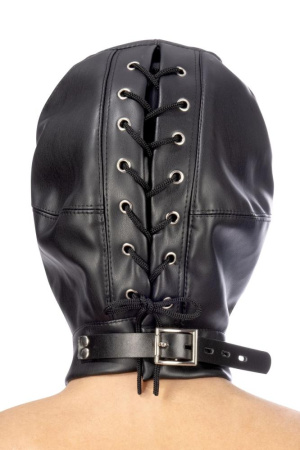 фото Капюшон с кляпом для БДСМ Fetish Tentation BDSM hood in leatherette with removable gag  || фото Капюшон з кляпом для БДСМ Fetish Tentation BDSM hood in leatherette with removable gag 