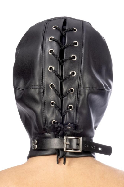 купить Капюшон с кляпом для БДСМ Fetish Tentation BDSM hood in leatherette with removable gag