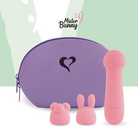 фото Мини-вибратор FeelzToys Mister Bunny Pink с двумя насадками  || фото Міні-вібратор FeelzToys Mister Bunny Pink з двома насадками 